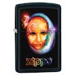 Venetian Mask and Zippo Logo Zippo Lighter - Black Matte - 28669 Zippo