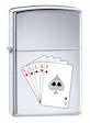 Custom Full House Poker Hand Zippo Lighter - High Polish Chrome - 834341 Zippo